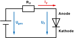 Diode in Durchlassrichtung geschaltet