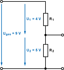 Spannungsteiler mit Spannungswerten