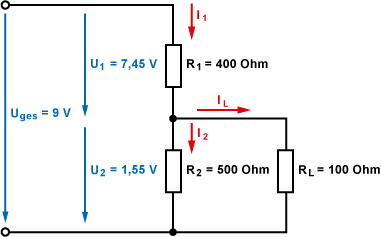 Belasteter Spannungsteiler
